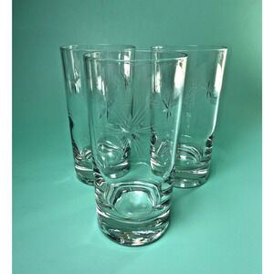 Set 3 Susquehanna Six Point Star 11oz Flat Tumbler Glasses 5⅛" MCM Atomic Star